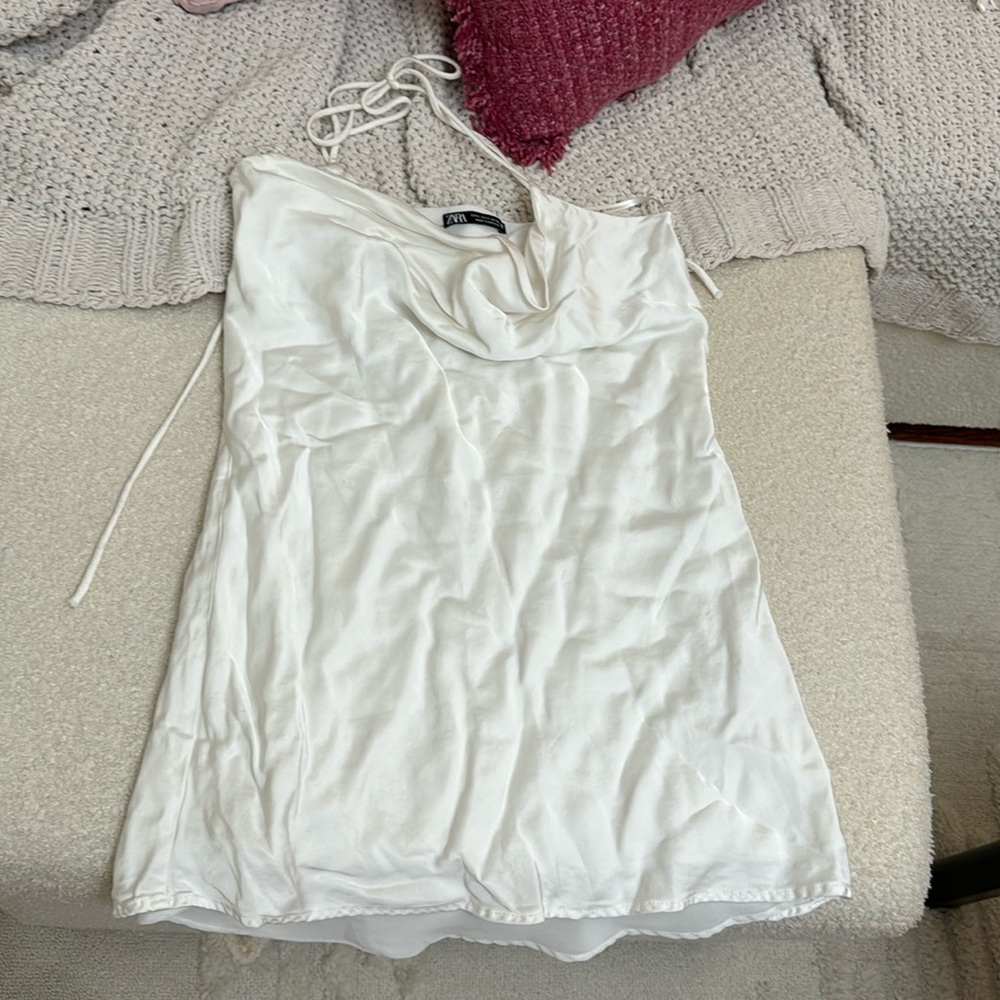Zara white silk dress